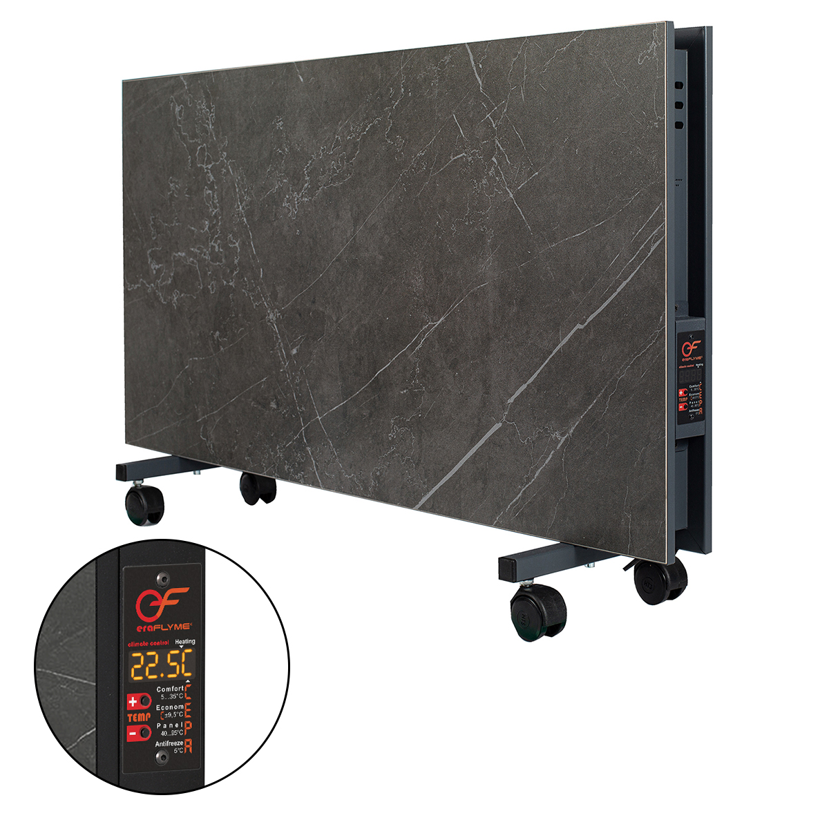 EraFlyme Двохстороння керамічна панель на роликах  1200PG темний камінь – на 22 м² 1200 Вт купити в Україні ГрієДім GRIEDIM купить в Украине