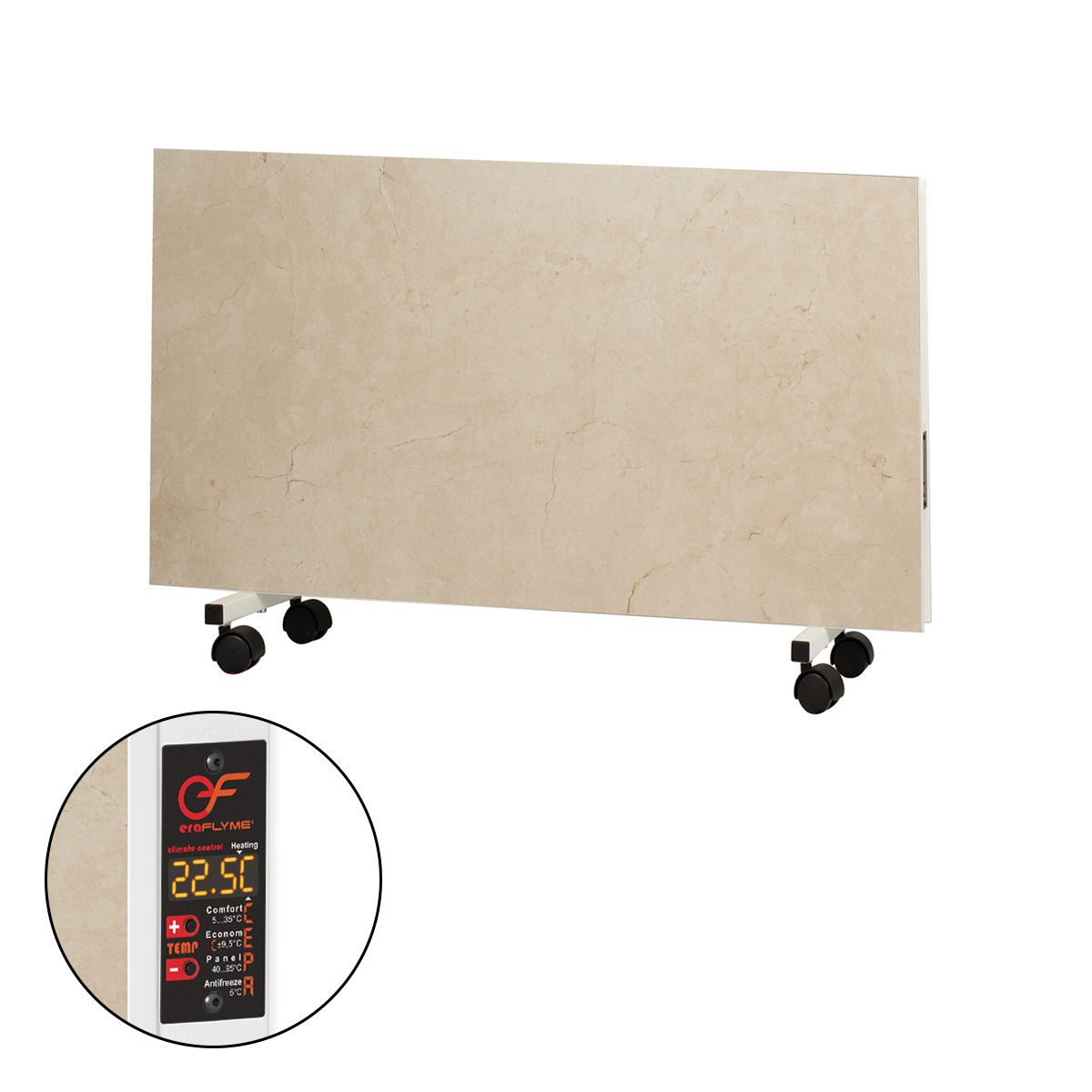 EraFlyme Двохстороння керамічна панель на роликах  500PW бежева  – на 10 м² 500 Вт купити в Україні ГрієДім GRIEDIM купить в Украине