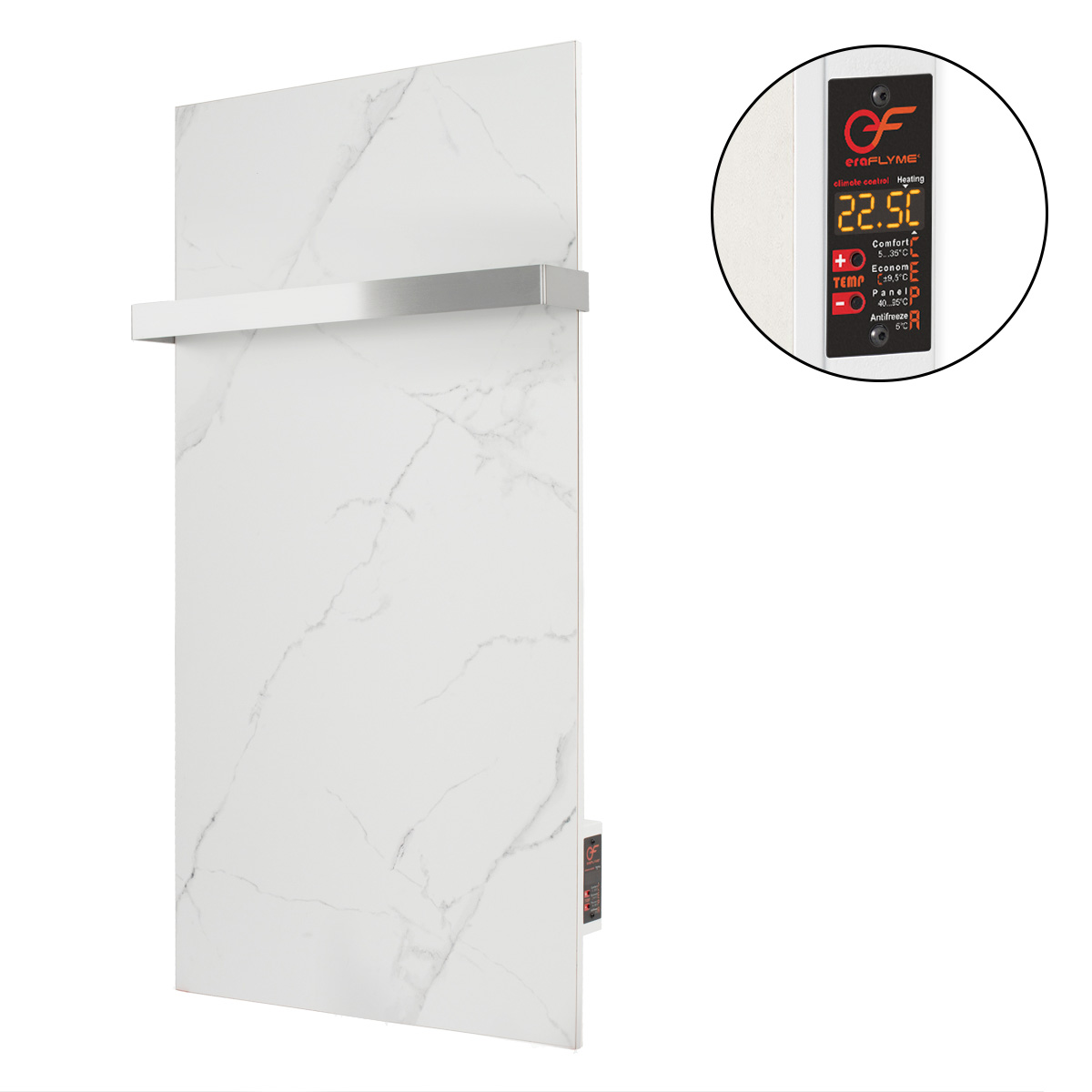 EraFlyme Керамічна панель рушникосушка  600ТBg(1) білий камінь 600 Вт купити в Україні ГрієДім GRIEDIM купить в Украине